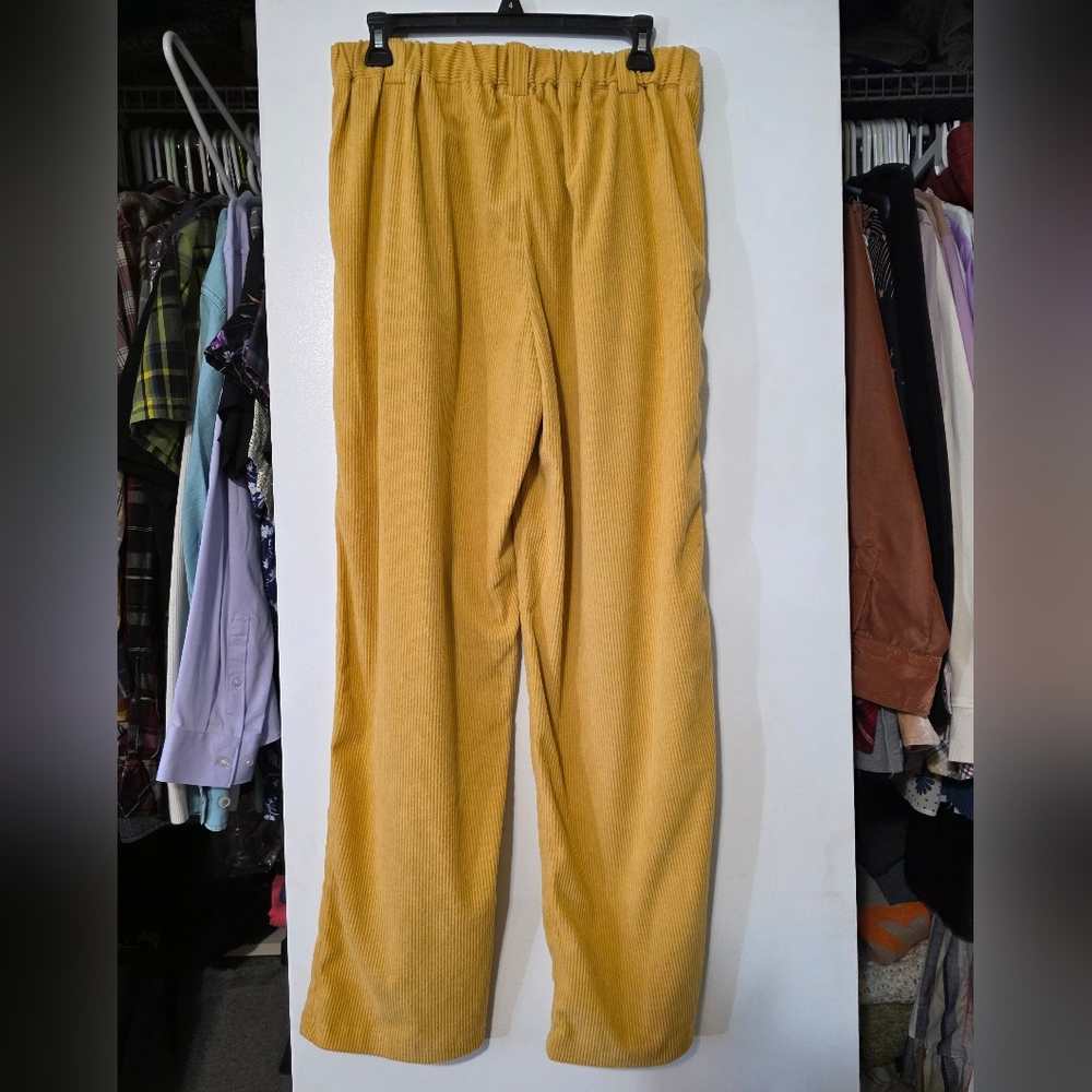 Yellow Corduroy Loose Fit Pants